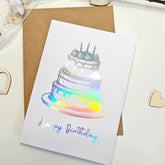 Foil Birthday Cake Card | Luxury Rainbow Foil Greeting - Greeting Card